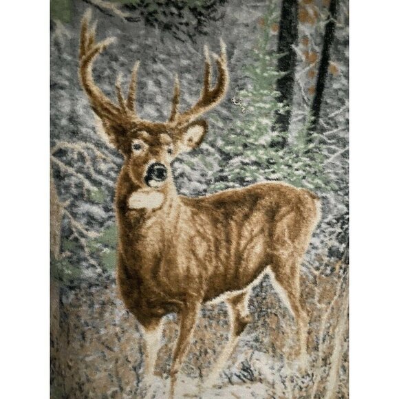 Vintage Northwest Deer Buck Reversible Throw 63x50 - Picture 3 of 7